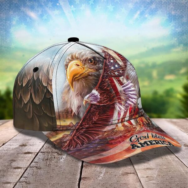 Us Bald Eagle God Bless America Custom Name Baseball Cap, Christian, Jesus Hat Trucker Classic Hats Gift