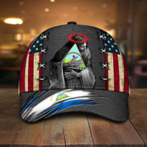 Adeenyc – Nicaragua Coat Of Arms Jesus USA Flag Classic Cap Baseball Hat Trucker Classic Hats Gift