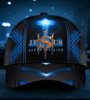 Adeenyc – Jesus Cross Blue Saved My Life Classic Cap Baseball Hat Trucker Classic Hats Gift