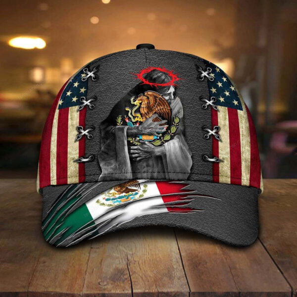 Adeenyc – Mexico Coat Of Arms Jesus USA Flag Classic Cap Baseball Hat Trucker Classic Hats Gift