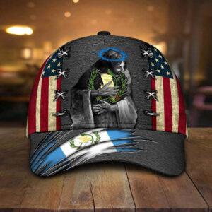 Adeenyc – Guatemala Coat Of Arms Jesus USA Flag Classic Cap Baseball Hat Trucker Classic Hats Gift