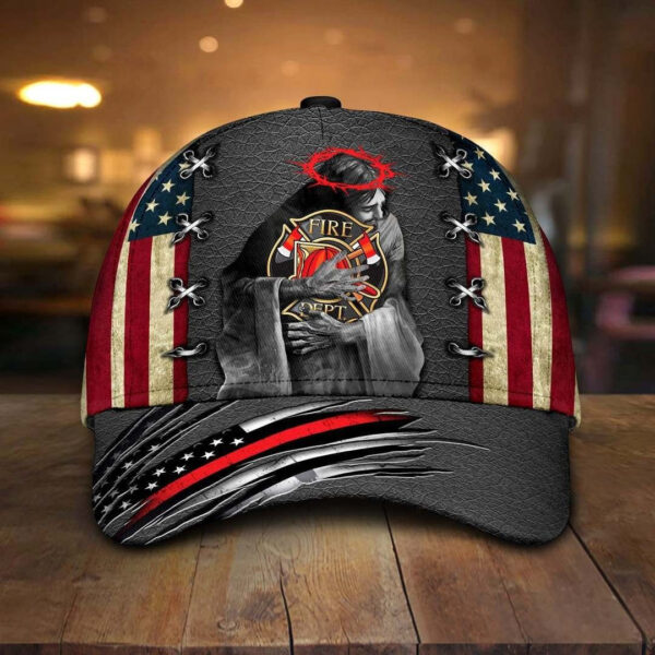 Adeenyc – Firefighter Jesus USA Flag Classic Cap Baseball Hat Trucker Classic Hats Gift