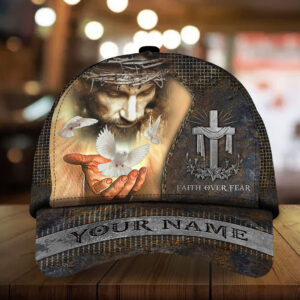 Adeenyc – Premium Unique God Jesus Faith Over Fear Personalized Name Custom Name Full Printed 3D Hat Trucker Classic Hats Gift