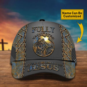 Adeenyc – Jesus Cap Personalized Name Custom Name Jesus Gift, Fully Vaccinated By The Blood Of Jesus Cap, Custom Cap Gifts Trucker Classic Hats Gift