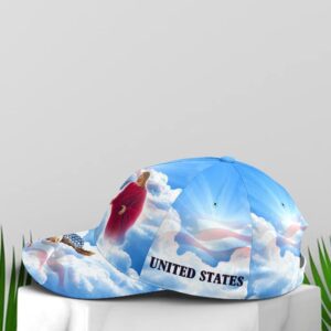One Nation Under God Baseball Cap For Jesus Lovers Drawing Vector Style Blue, God Cap Trucker Classic Hats Gift 3