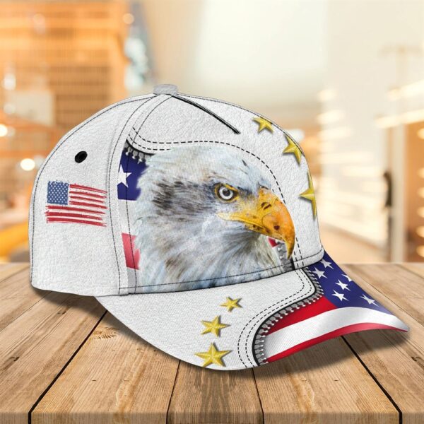 Personalized Eagle American Baseball Cap Hat – White 3D Cap Hat For 4Th Of July, Christian Jesus Hat Trucker Classic Hats Gift
