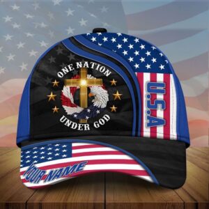 Personalized Premium Eagle Usa Baseball Cap One Nation Under God 3D Printed Classic Hat, Christian Jesus Hat Trucker Classic Hats Gift