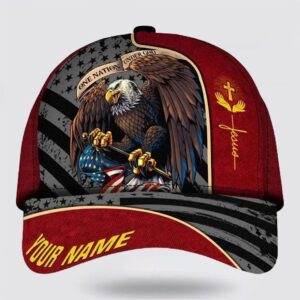 One Nation Under God Eagle Custom Name Classic Hat, Christian Baseball Cap, Jesus Hat Trucker Classic Hats Gift