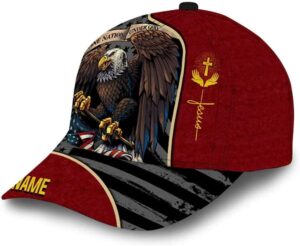 One Nation Under God Eagle Custom Name Classic Hat, Christian Baseball Cap, Jesus Hat Trucker Classic Hats Gift 3