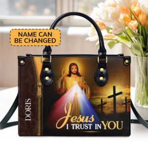 Personalized Leather Handbag Jesus I Trust In You JSGift