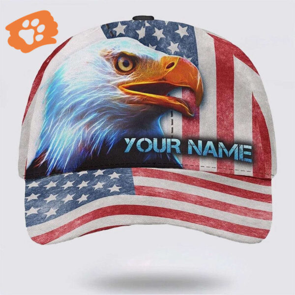 4th Of July American Flag Eagle Custom Name Baseball Cap, Christian, Jesus Hat Trucker Classic Hats Gift