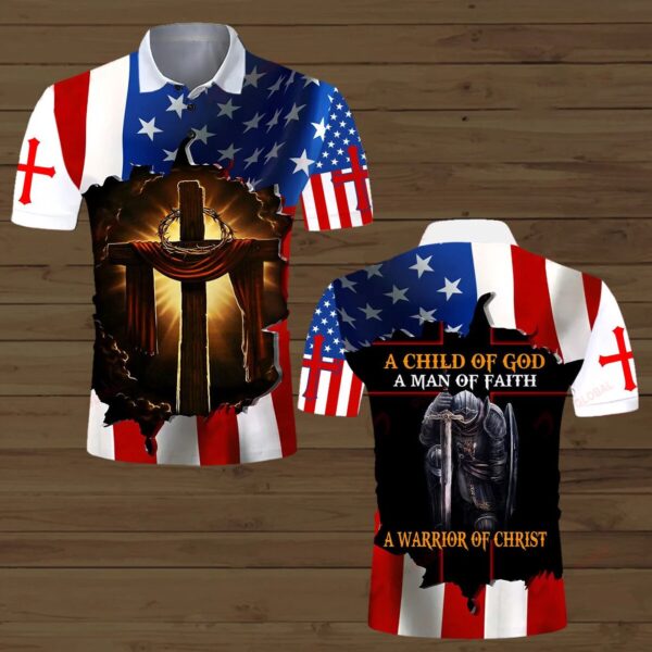Christian Warrior US Flag Hawaiian Shirt – Child of God Man of Faith Warrior of Christ