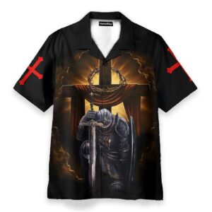 Warrior of Christ Jesus Hawaiian Shirt - Child of God Men s Faith Apparel