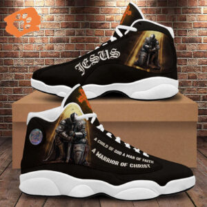 A Child Of God A Man Of Faith Running Shoes, A Warrior Of Christ Jesus Basketball Shoes, Religious Gifts