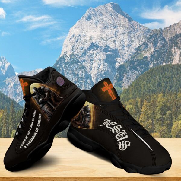 A Child Of God A Man Of Faith Running Shoes, A Warrior Of Christ Jesus Basketball Shoes, Religious Gifts