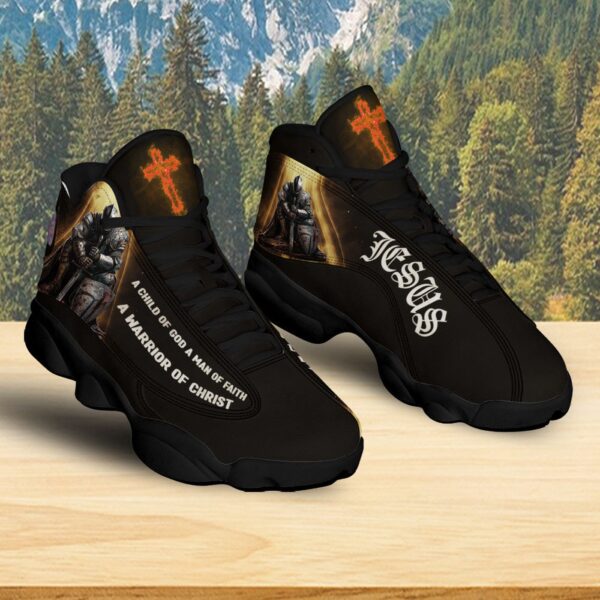 A Child Of God A Man Of Faith Running Shoes, A Warrior Of Christ Jesus Basketball Shoes, Religious Gifts
