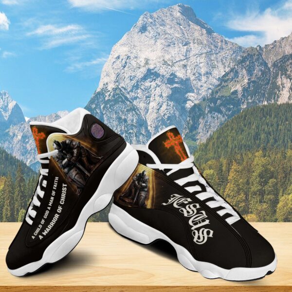 A Child Of God A Man Of Faith Running Shoes, A Warrior Of Christ Jesus Basketball Shoes, Religious Gifts