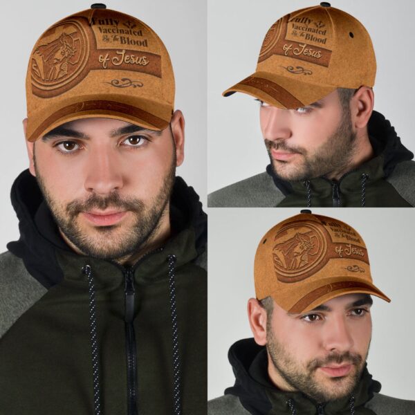 A Classic Cap Hat Fully Vaccinated By The Blood Of Jesus Leather Cover, Baseball Jesus Cap Hat Trucker Classic Hats Gift