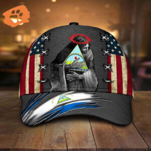 Adeenyc – Nicaragua Coat Of Arms Jesus USA Flag Classic Cap Baseball Hat Trucker Classic Hats Gift