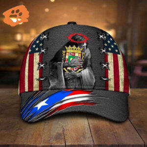 Adeenyc – Puerto Rico Coat Of Arms Jesus USA Flag Classic Cap Baseball Hat Trucker Classic Hats Gift