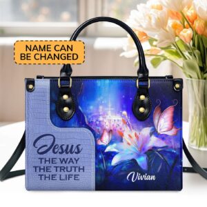 Custom Leather Handbag - Jesus The Way The Truth The Life - Personalized Design H13