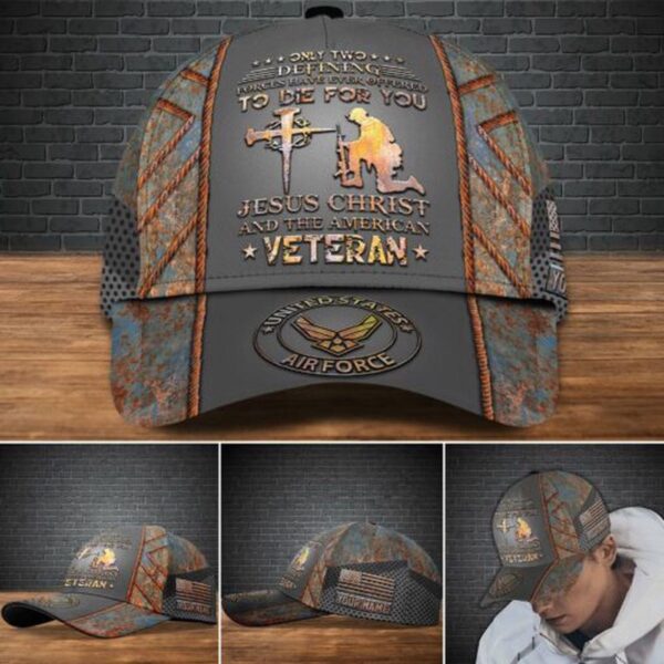 Air Force Veteran Cap, US Air Force Military Veteran Ranks Cap, Custom Cap Jesus Christ And The American Trucker Classic Hats Gift