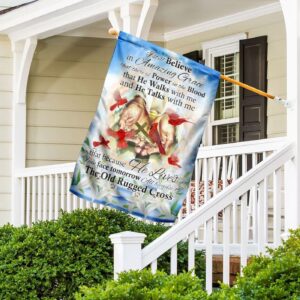 Old Rugged Cross Jesus Cardinal Garden Flag - Christian Scripture Banner 1
