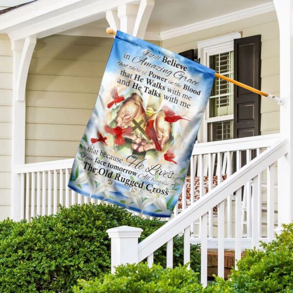 Old Rugged Cross Jesus Cardinal Garden Flag – Christian Scripture Banner