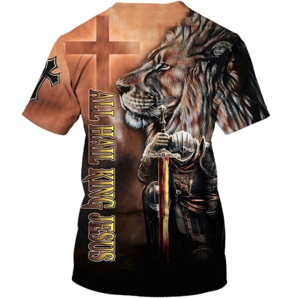 Knight Templar Warrior Lion All Over Print 3D T-Shirt – Gift For Christian Jesus Shirt