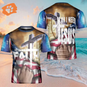 Jesus American Flag Cross 3D T-Shirt - Perfect Gift for Christians