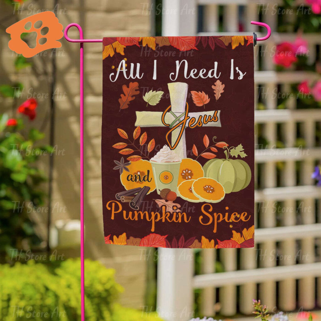 Fall Welcome Garden Flag with Jesus Theme Pumpkin Spice Christian Yard Art for Autumn Harvest Fall Welcome Garden Flag with Jesus Theme Pumpkin Spice Christian Yard Art for Autumn Harvest