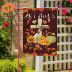 Fall Welcome Garden Flag with Jesus Theme Pumpkin Spice Christian Yard Art for Autumn Harvest