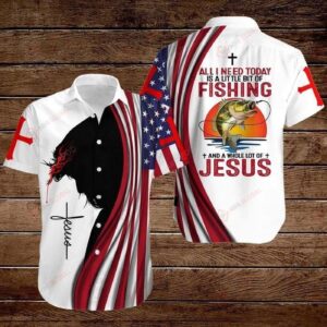 Unisex Adult Hawaiian Shirt: Fishing & Jesus Design - HW2459