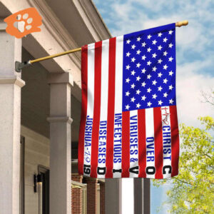 America Strong Jesus Christ Joshua 19 Flag - Patriotic Religious Banner