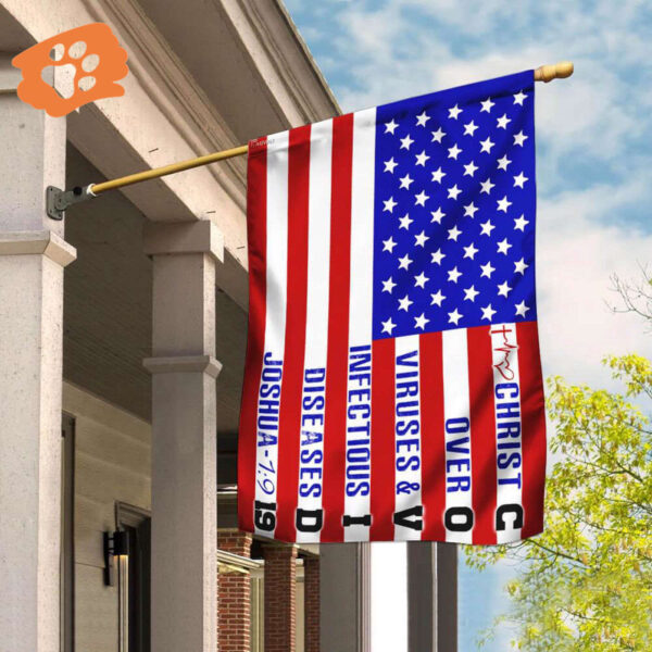 America Strong Jesus Christ Joshua 19 Flag – Patriotic Religious Banner