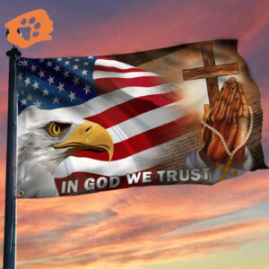 American Eagle In God We Trust Jesus Cross Flag Patriotic Outdoor Decor