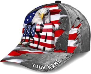 American Flag Bad Eagle Custom Name Baseball Cap, Christian, Jesus Hat Trucker Classic Hats Gift 1