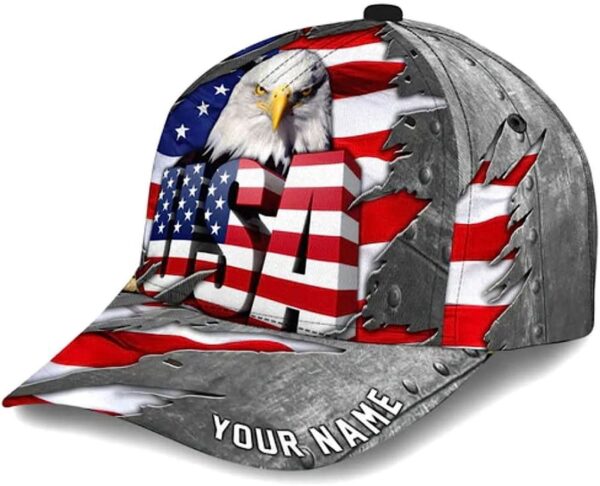 American Flag Bad Eagle Custom Name Baseball Cap, Christian, Jesus Hat Trucker Classic Hats Gift