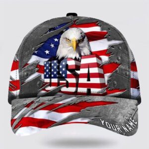 American Flag Bad Eagle Custom Name Baseball Cap, Christian, Jesus Hat Trucker Classic Hats Gift 3