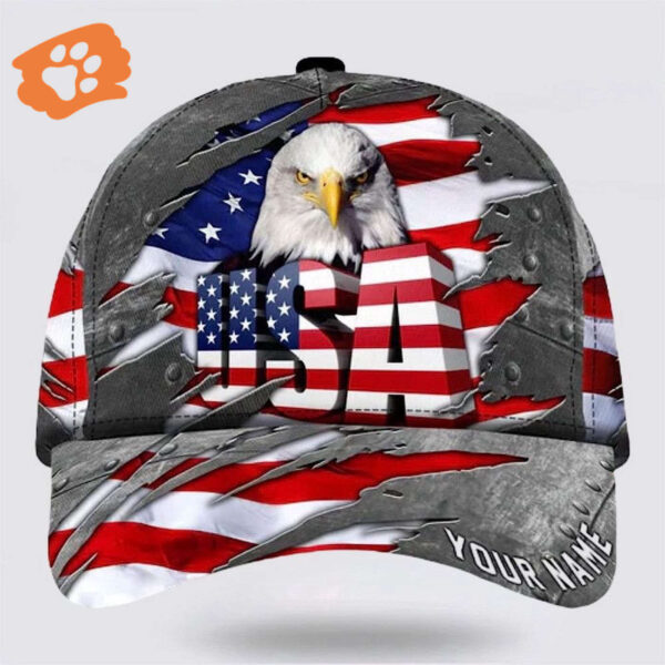 American Flag Bad Eagle Custom Name Baseball Cap, Christian, Jesus Hat Trucker Classic Hats Gift