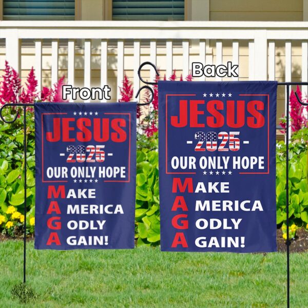 American Flag Jesus Christ House & Garden Flags – Jesus 2024 Our Only Hope for Patriotic Outdoor Decor Gifts