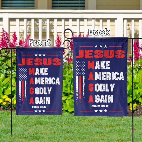American Flag Jesus House & Garden Flag – Patriotic Outdoor Decor & Gifts for Jesus Lovers