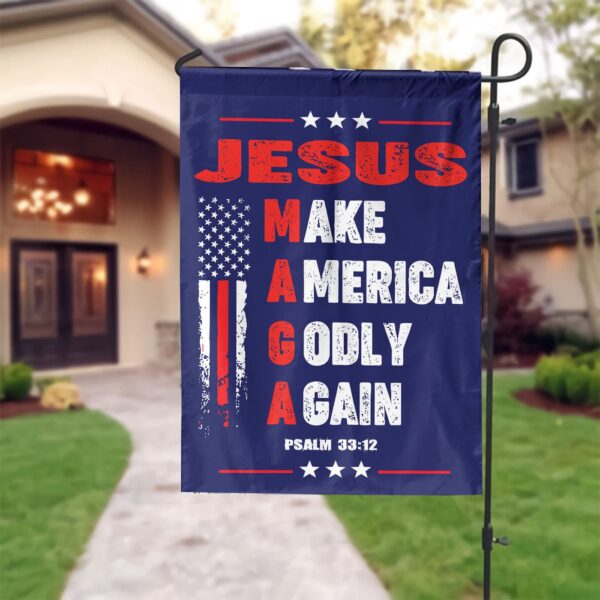 American Flag Jesus House & Garden Flag – Patriotic Outdoor Decor & Gifts for Jesus Lovers