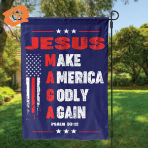 American Flag Jesus House & Garden Flag - Patriotic Outdoor Decor & Gifts for Jesus Lovers