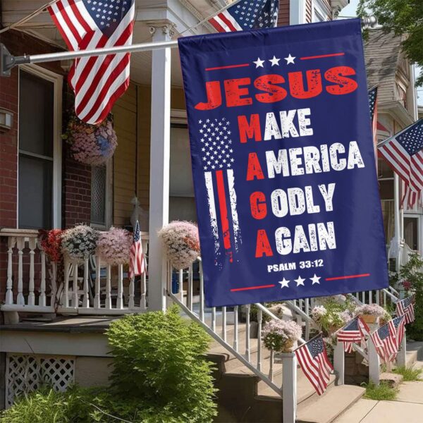 American Flag Jesus House Flag Patriotic Outdoor Decor & Gifts for Jesus Lovers