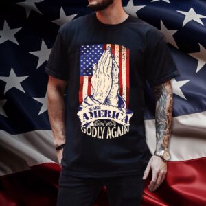 American Flag Jesus Praying Hands Shirt - Make America Godly Again Gifts 1
