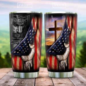 American Flag Jesus Stainless Steel Tumbler - Jesus Lover Men Women