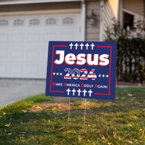 Jesus 2024 American Flag Yard Sign - Make America Godly Again Decor & Patriotic Gift 1