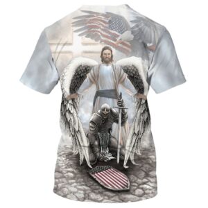 American Warrior Knee Before Gods 3D T-Shirt - Gift For Christian Jesus Shirt 1