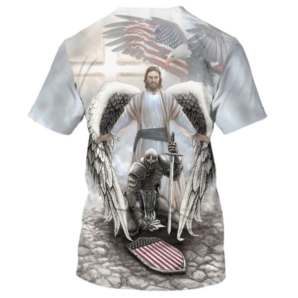 American Warrior Knee Before Gods 3D T-Shirt – Gift For Christian Jesus Shirt